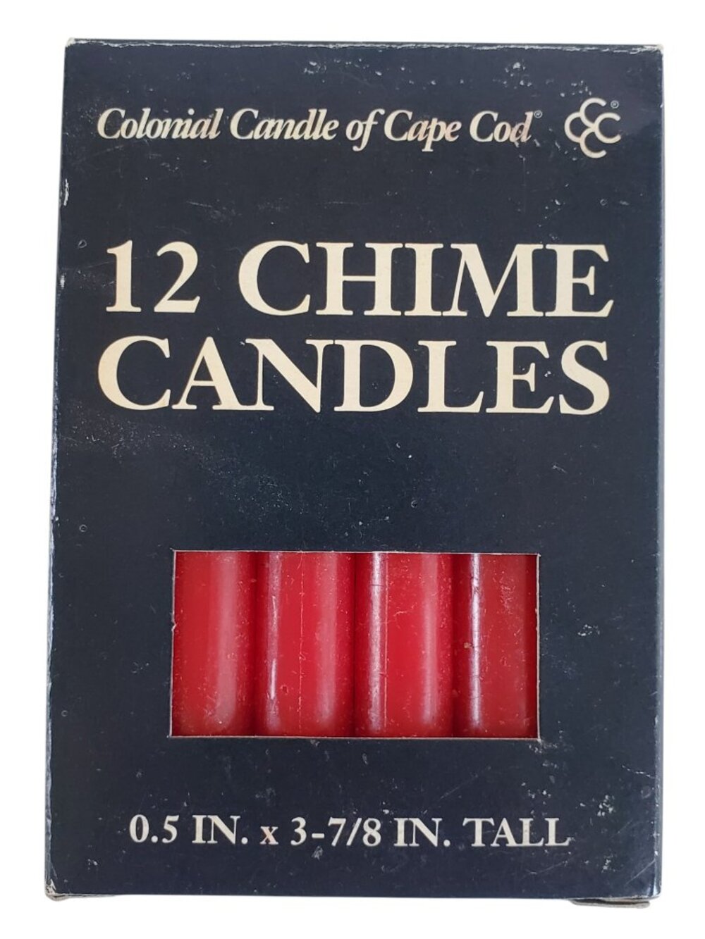 Christmas Chime Candles Colonial Candle of Cape Cod 12 Red 3 7/8" Tall